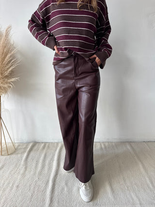 Burgundy leather pants