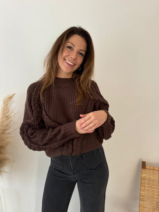 Brown cable knit