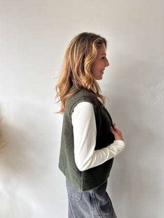 Green teddy vest