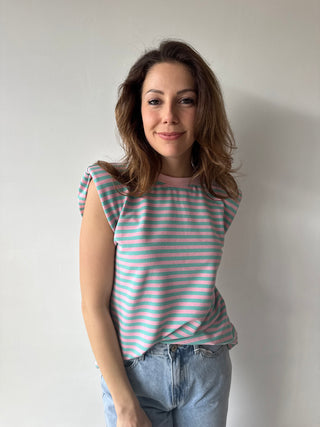 Pink turquoise sleeveless top