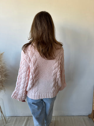 Pink cable knit