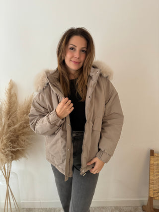 Taupe short winter jacket