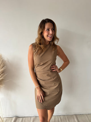 Camel asymmetric dress