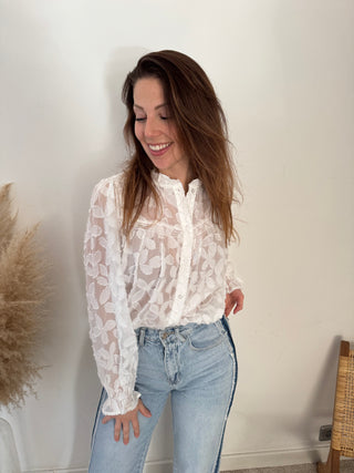 White flowered blouse