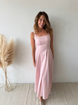 Pink flare maxi dress
