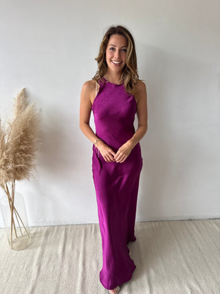Purple silky dress