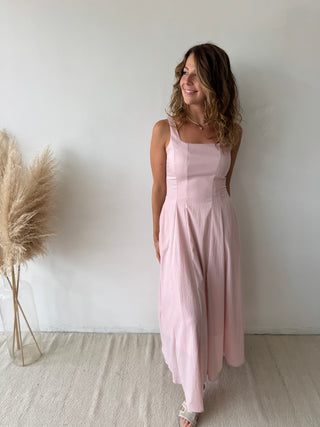 Pink flare maxi dress