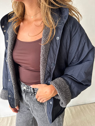 Blue detail grey reversible jacket