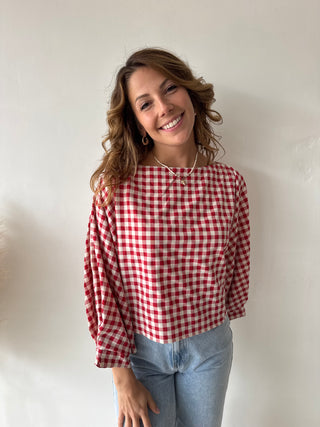 Vichy boatneck top