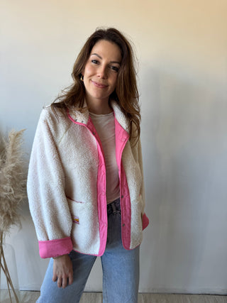 Pink reversible teddy jacket