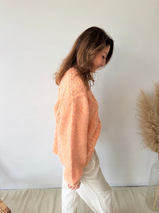 Peach cable knit