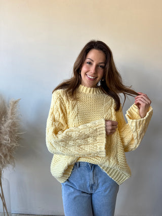Yellow cable knit