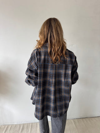 Brown blue checked shirt
