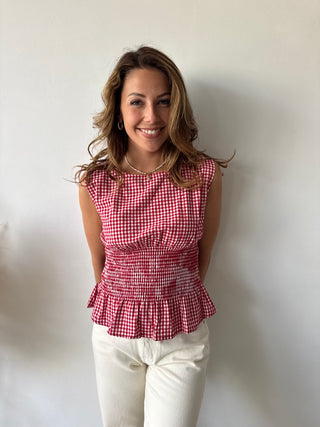 Red vichy top