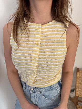 Yellow white summer top