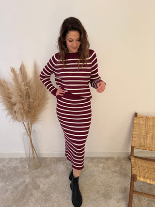 Burgundy striped set