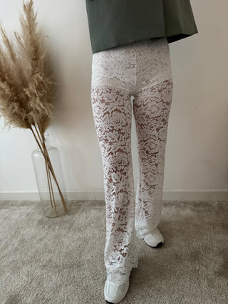 White lace pants