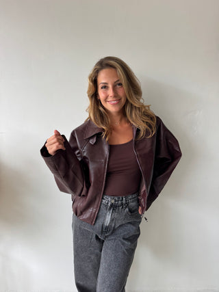 Burgundy leather jacket