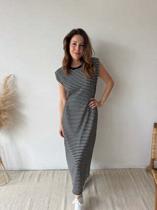 Black striped maxi dress