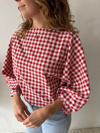 Vichy boatneck top