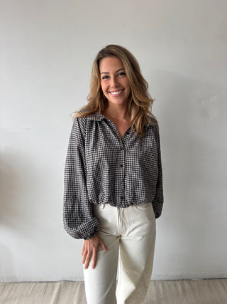 Brown checked blouse