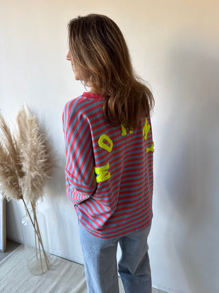 Yellow mommy striped sweater