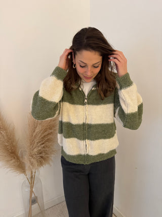 Soft green beige zipper knit