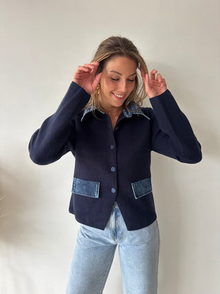 Denim details navy knit