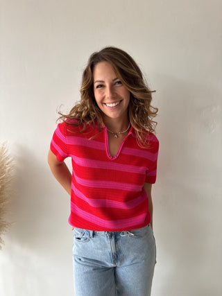 Fuchsia pink striped top