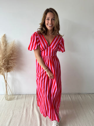 Pink fuchsia striped maxi dress