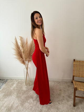 Red classy drape dress