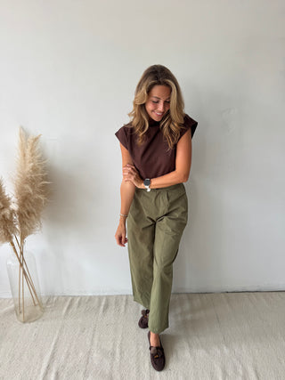 Kaki barrel pants