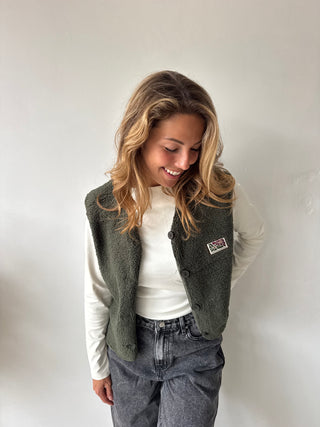 Green teddy vest