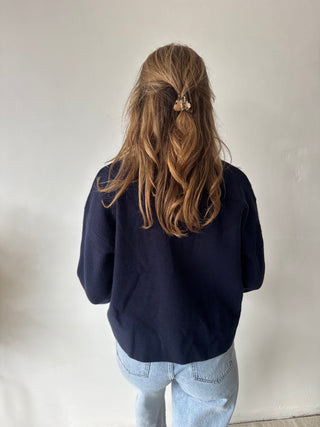 Denim details navy knit