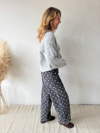 Grey polka dots denim