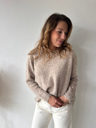 Leopard back detail taupe knit