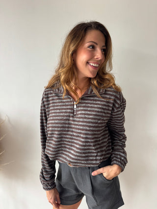 Soft brown grey zipper knit