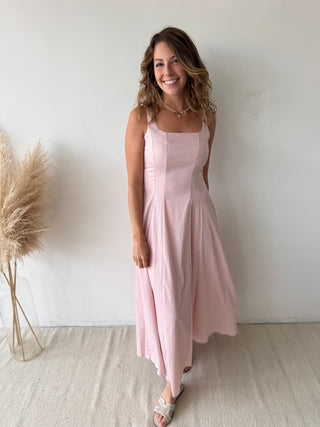 Pink flare maxi dress