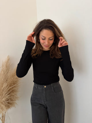 Basic black ribbed top