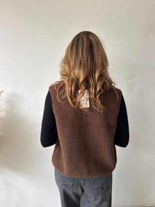 Brown teddy vest