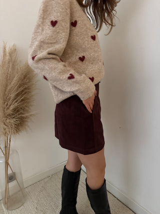 Burgundy suède skirt
