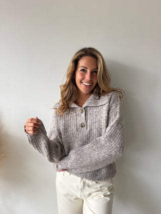 Collar soft taupe knit