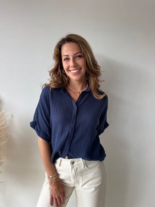 Navy tetra blouse
