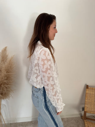 White flowered blouse