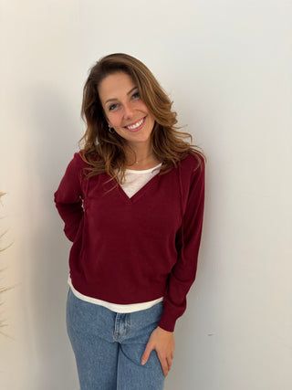 Burgundy double layered knit
