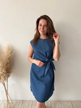 Blue denim knot dress