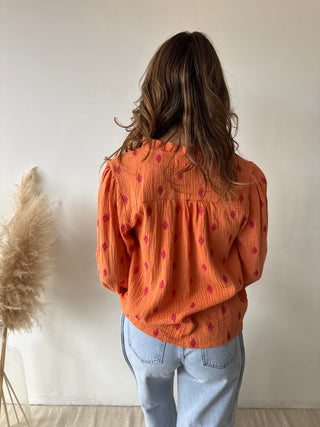 Fuchsia leaves orange tetra blouse