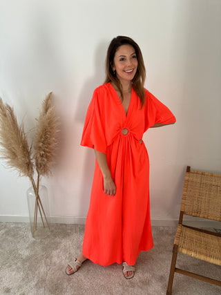 Coral flowy jumpsuit