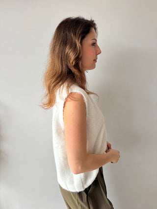 Lace open back white sweater