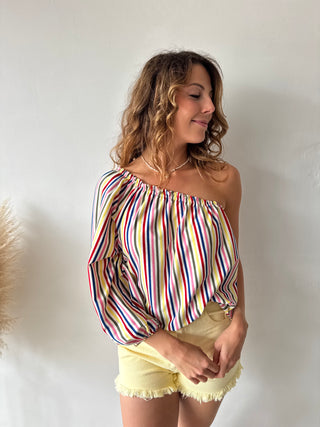Colorful one shoulder top